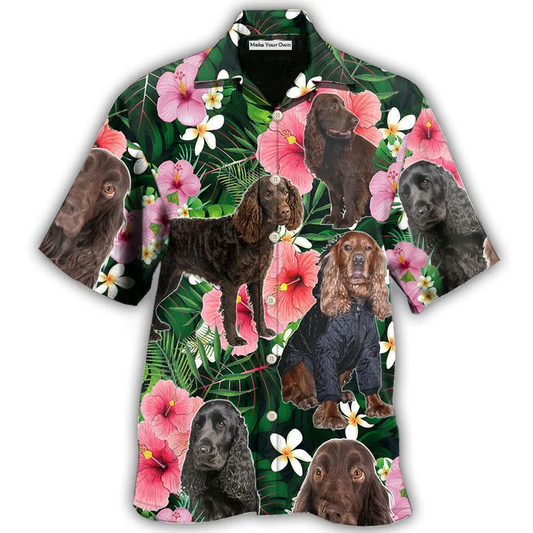 Tropical Dog Boykin Spaniel Hawaiian Shirt Artwork Detail For Tropical Trips And Casual Outings