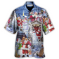 Happy Snowman Christmas Santa Hawaiian Shirt For Summer Vacation And Beach Travel