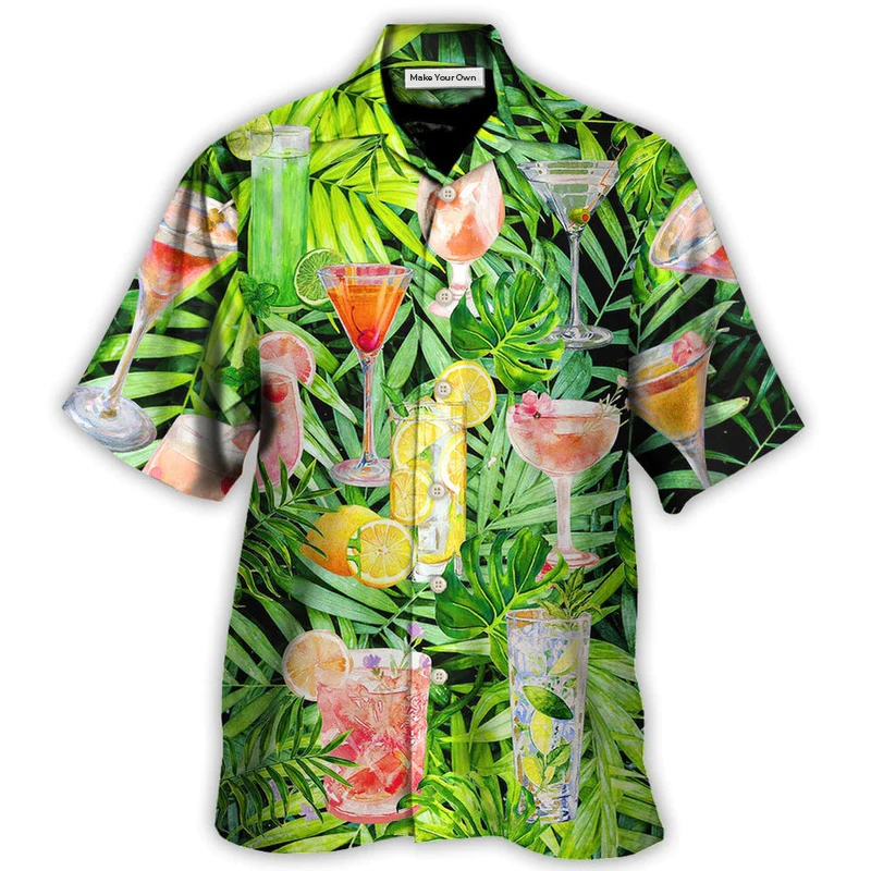 Tropical Cocktail Classy Summer Hawaiian Shirt Pattern View For Lightweight Everyday Style