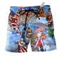 Christmas Americana Santa Beach Shorts For Summer Vacations And Leisure And Relaxation