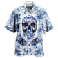 Blue Skull Hawaiian Shirt For Vacation Getaways Resort Wear And Casual Celebrations