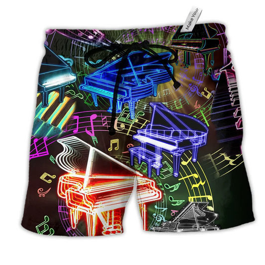 Piano Music Beautiful Speaks Hawaiian Print Beach Shorts For Summer Festivals And Travel