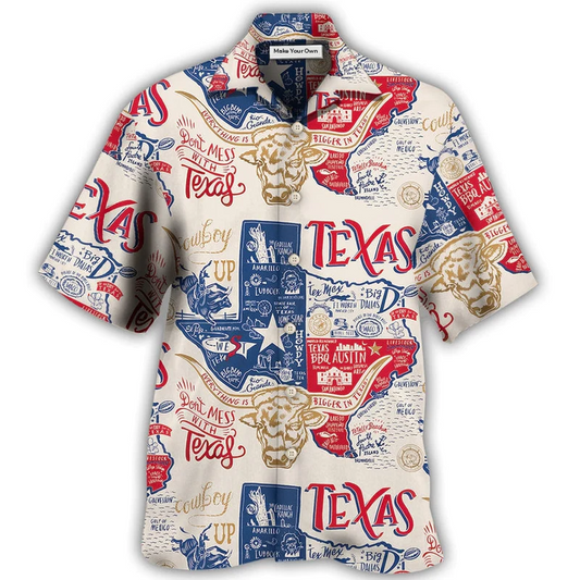 Texas Hawaiian Shirt Artwork View For Weekend Travel And Beach Style