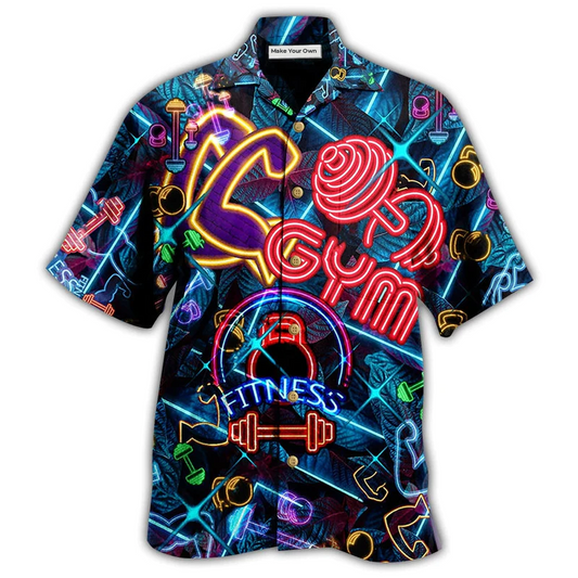 Neon Fitness Hawaiian Shirt For Resort Travel Summer Outings And Casual Gatherings