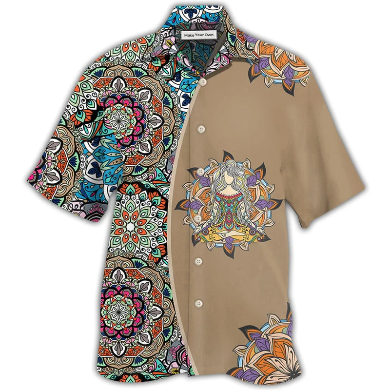Yoga Quilt Hawaiian Shirt Artwork Detail For Resort Trips And Outdoor Activities