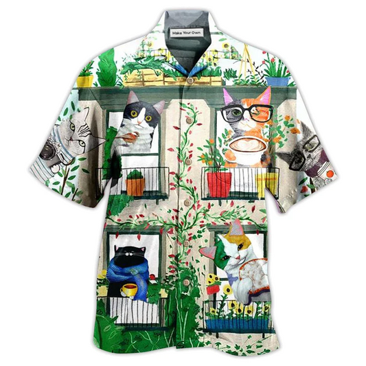 Cat Good Morning Fresh Hawaiian Shirt Pattern View For Relaxed Warm Weather Outfits