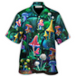 Bohemian Neon Mushroom Galaxy Hawaiian Shirt Artwork Detail For Resort Trips And Outdoor Activities
