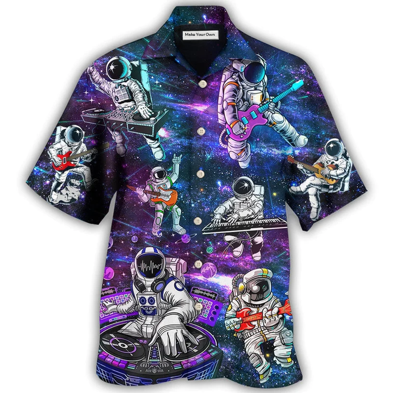Astronaut Showtime Hawaiian Shirt Pattern View For Relaxed Warm Weather Outfits