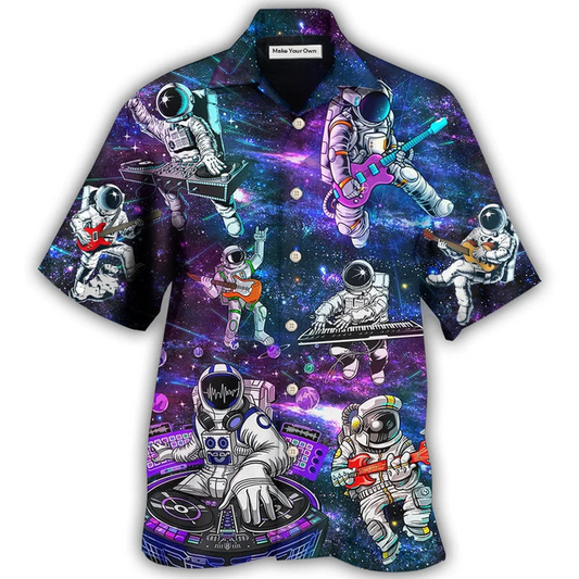 Astronaut Showtime Hawaiian Shirt Pattern View For Relaxed Warm Weather Outfits
