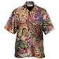 Funny Colorful Cat Hawaiian Shirt For Summer Events And Casual Outdoor Wear