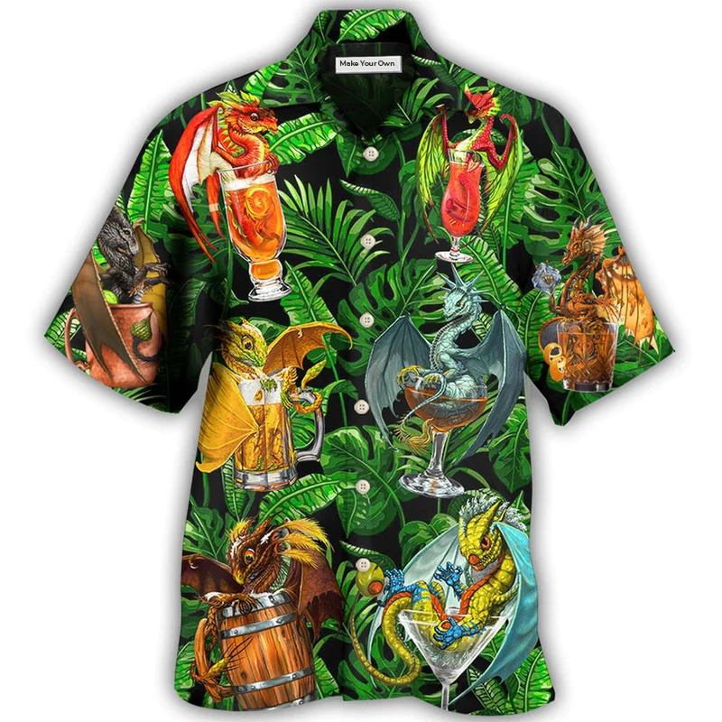 Dragon Drinking Hawaiian Shirt For Summer Events And Casual Outdoor Wear