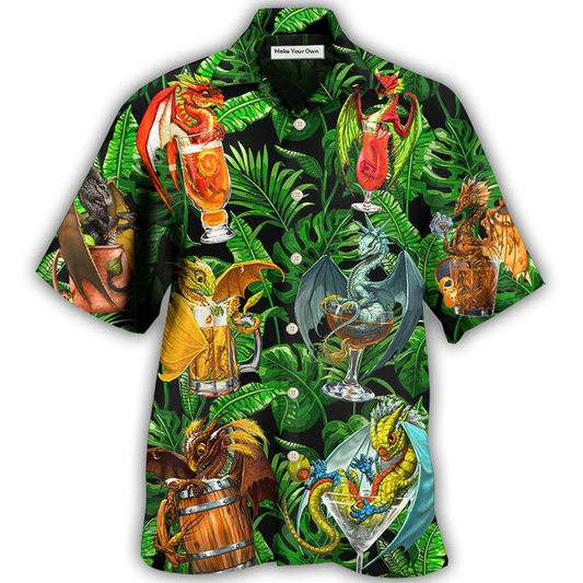 Dragon Drinking Hawaiian Shirt For Summer Events And Casual Outdoor Wear