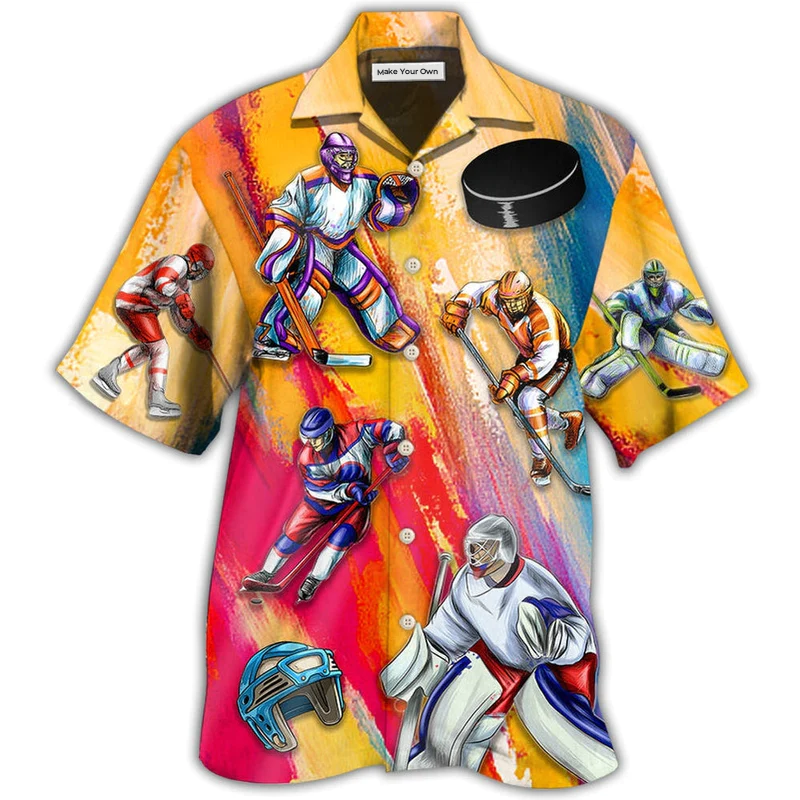 Ice Hockey Hawaiian Shirt For Summer Vacation Beach Travel And Casual Wear