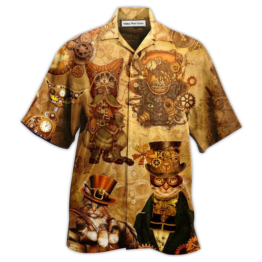 Luxury Cat Hawaiian Shirt Design View For Casual Summer Styling