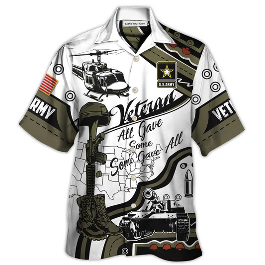 Blue Veteran US Army Gave Hawaiian Shirt For Summer Events And Casual Outdoor Wear