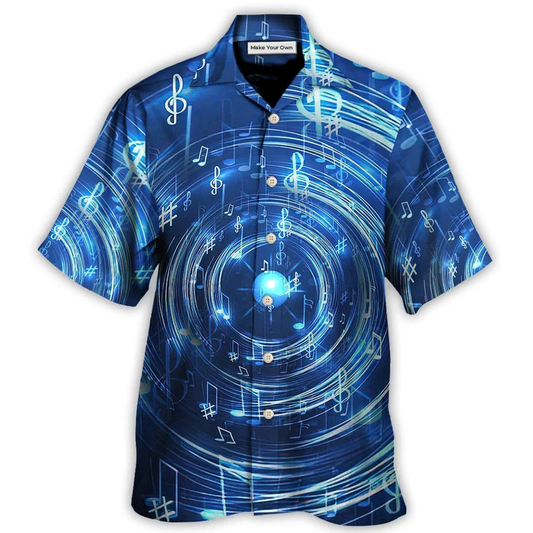 Neon Music Circle Notes Hawaiian Shirt Pattern Detail For Summer Holidays And Outdoor Fun