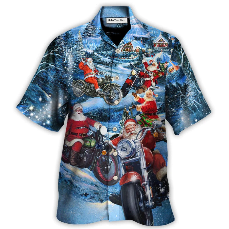 Festive Christmas Driving Town Hawaiian Shirt Artwork Detail For Resort Trips And Outdoor Activities