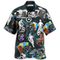 Camera Cycling Hawaiian Shirt Pattern Detail For Summer Holidays And Outdoor Fun