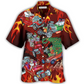 Christmas Red Hot Rod Hawaiian Shirt For Coastal Vacations Warm Weather Events And Daily Style