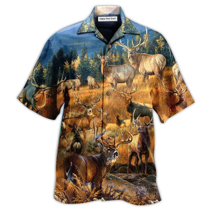 Deer Good Wild Free Hawaiian Shirt Pattern View For Relaxed Warm Weather Outfits