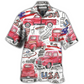 Red Truck USA Flag Independence Day Hawaiian Shirt For Summer Vacation And Beach Travel