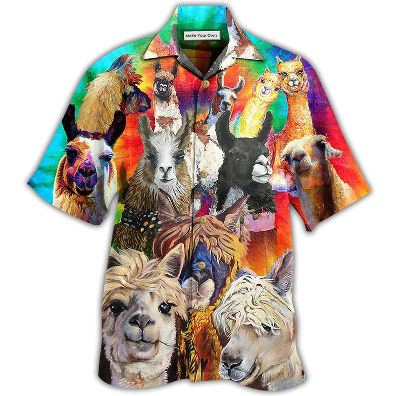 Cute Llama Hawaiian Shirt For Tropical Parties Vacation Travel And Casual Summer Style