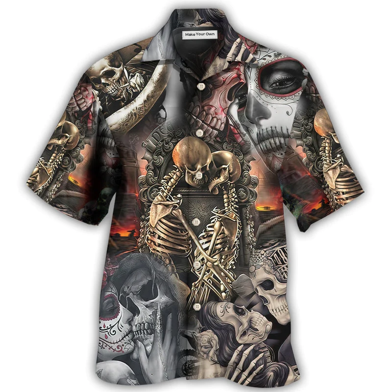 Skull Marrying Perfect Wife Hawaiian Shirt For Resort Getaways And Comfortable Summer Activities