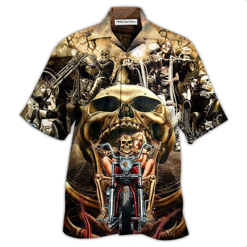 Skull Stay Wild Tame Hawaiian Shirt Pattern View For Relaxed Warm Weather Outfits