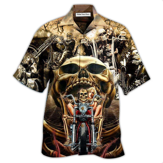 Skull Stay Wild Tame Hawaiian Shirt Pattern View For Relaxed Warm Weather Outfits