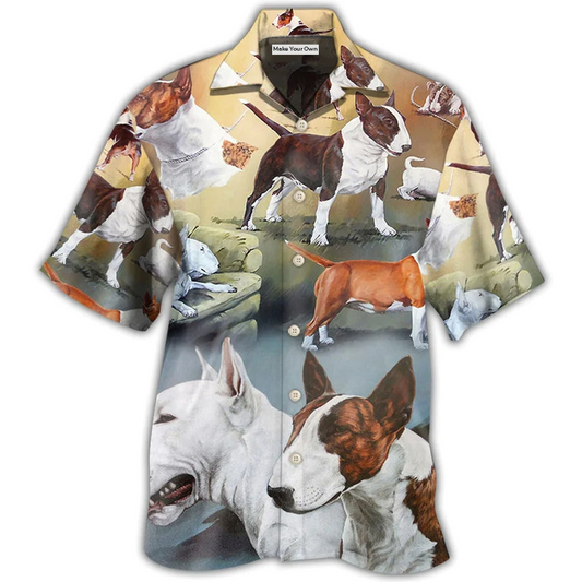 Dog Bull Terrier Hawaiian Shirt Artwork View For Weekend Travel And Beach Style