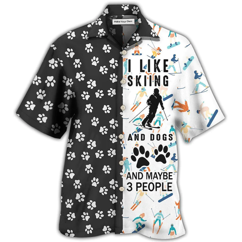 Skiing Dogs Hawaiian Shirt For Warm Weather Adventures And Everyday Comfort