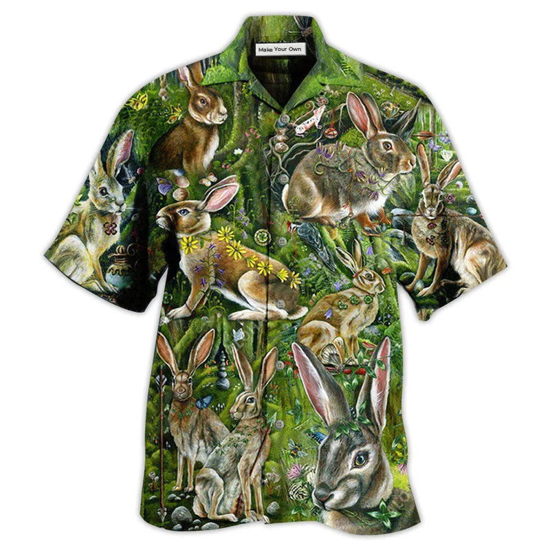 Rabbit Bunny Hawaiian Shirt Design Detail For Sunny Adventures And Casual Wear