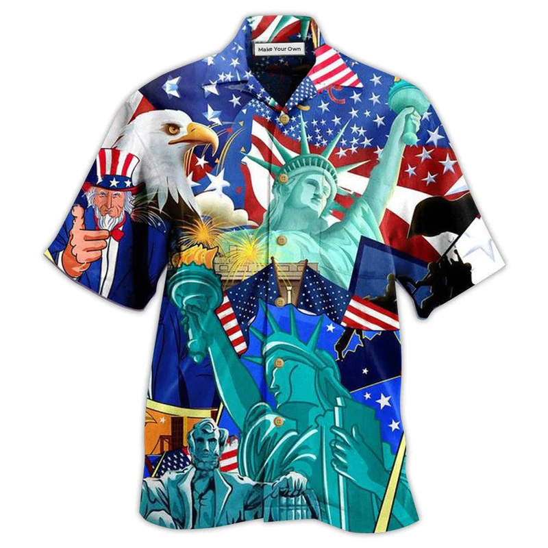 Eagle American Freedom Hawaiian Shirt For Summer Events And Casual Outdoor Wear
