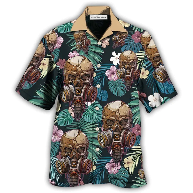 Skull Hawaiian Shirt For Tropical Travel Beach Gatherings And Comfortable Wear