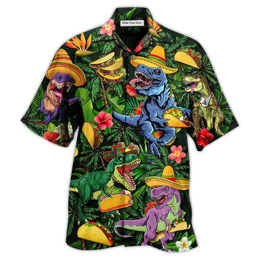 Funny Dinosaur Taco Rex Hawaiian Shirt For Summer Events And Casual Outdoor Wear