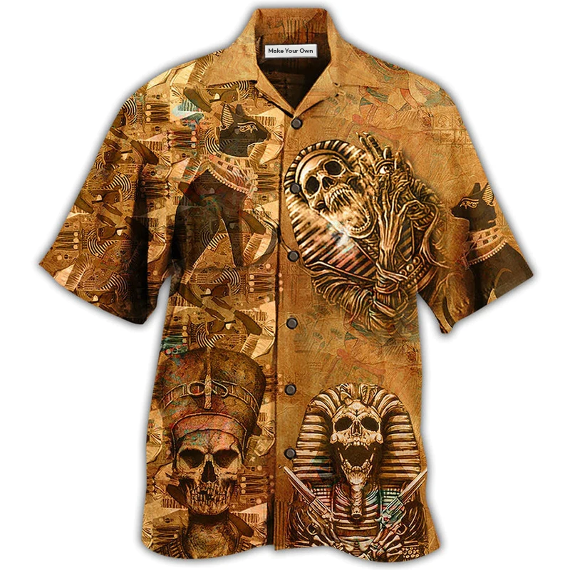Ancient Skull Egypt Hawaiian Shirt Pattern Detail For Summer Holidays And Outdoor Fun