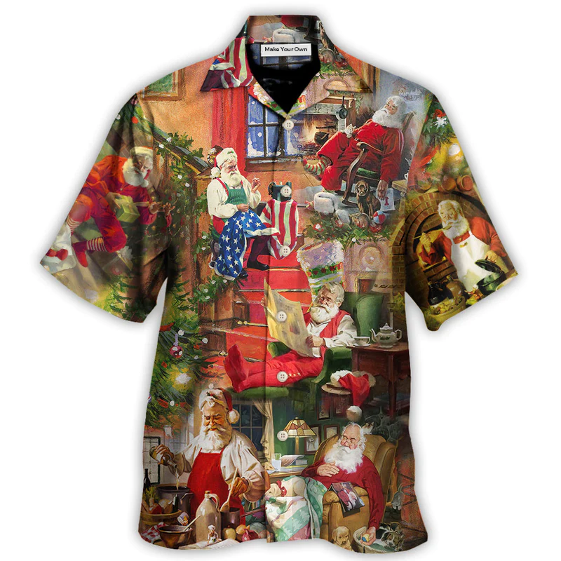 Festive Christmas Daily Hawaiian Shirt Pattern View For Relaxed Warm Weather Outfits