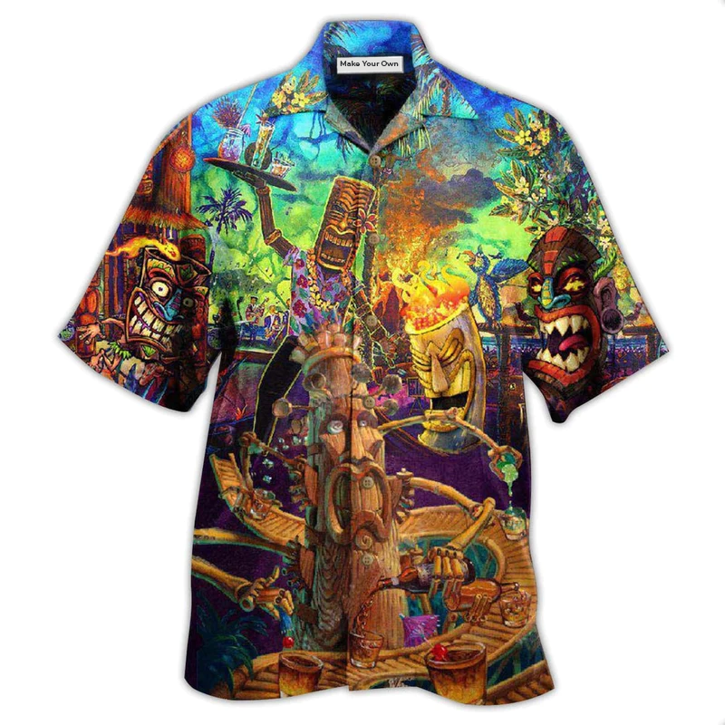 Tiki Welcome Bar Hawaiian Shirt Pattern View For Lightweight Everyday Style