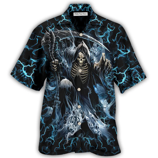 Skull Grumpy Old Man Stuck Hawaiian Shirt Design Detail For Sunny Adventures And Casual Wear