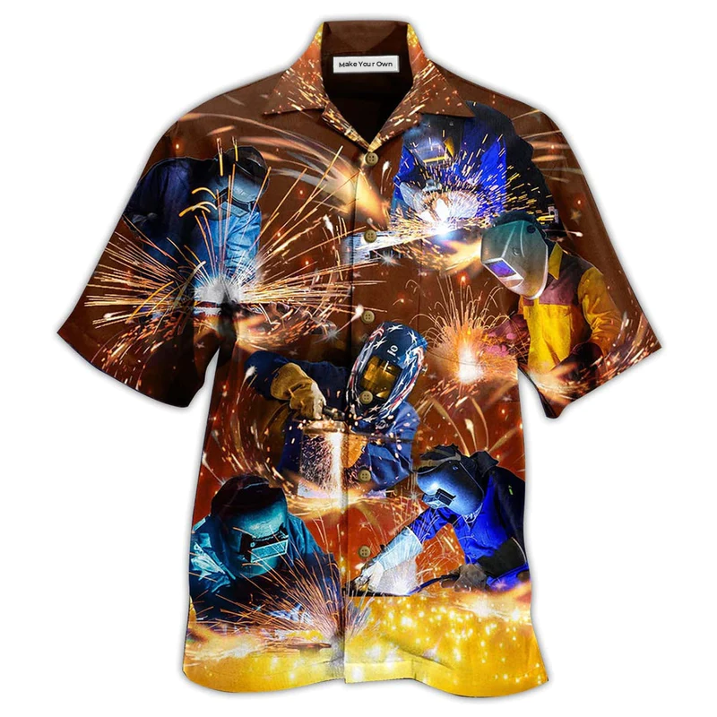 Welder Hawaiian Shirt For Summer Events And Casual Outdoor Wear