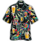 Tropical Floral Beer Disc Golf Tie Dye Hawaiian Shirt Pattern Detail For Vacation Travel And Daily Wear