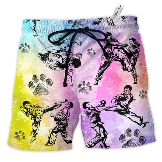 Karate Dog Beach Shorts For Island Getaways And Comfortable Daily Use