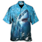 Shark Swims Baitfish Shoal Hawaiian Shirt Pattern Detail For Summer Holidays And Outdoor Fun