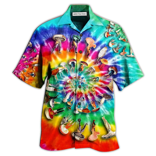 Bohemian Mushroom Peace Little Hawaiian Shirt Design Detail For Beach Days And Holiday Travel