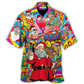 Summer Christmas July Santa Hippie Hawaiian Shirt Pattern Detail For Casual Outings