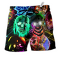 Skull Glowing So Colorful Hawaiian Print Beach Shorts For Weekend Adventures And Comfort