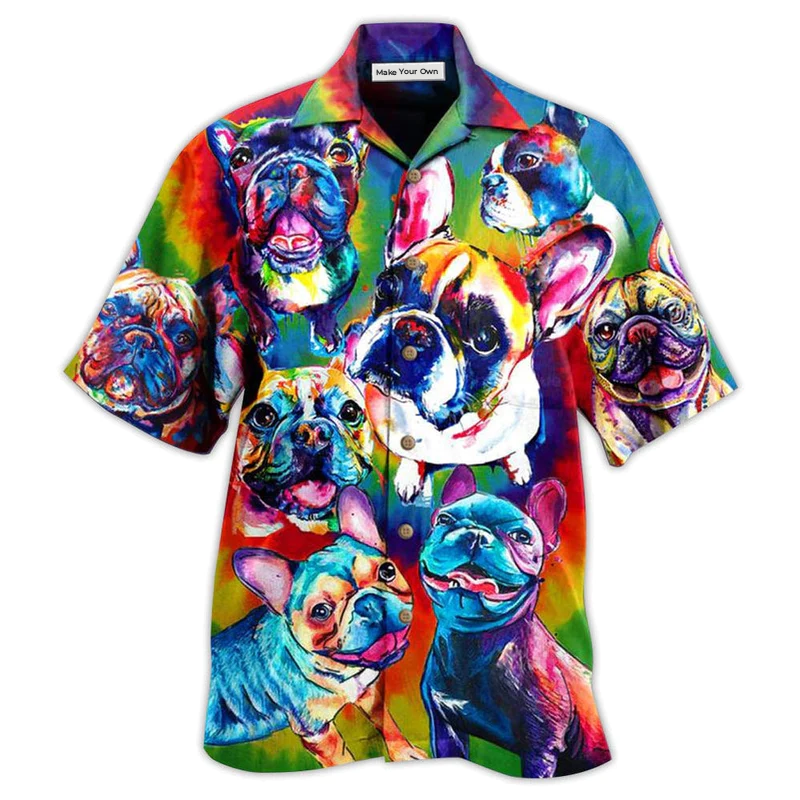 Watercolor Pitbull Hawaiian Shirt Pattern Detail For Summer Holidays And Outdoor Fun