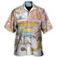 Climbing Mountain Hawaiian Shirt Pattern Detail For Resort Wear