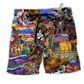 Cowboy Pirates Skull Love Life Colorful Hawaiian Beach Shorts For Rustic Outdoor Adventures