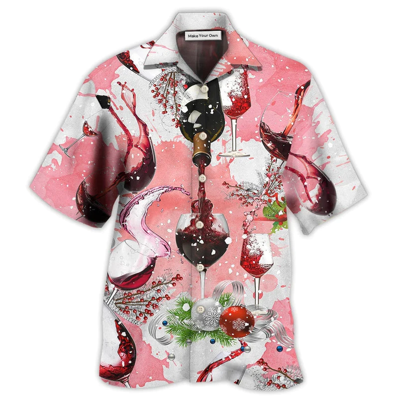 Wine Glass Fine Christmas Hawaiian Shirt For Beach Parties And Weekend Getaways